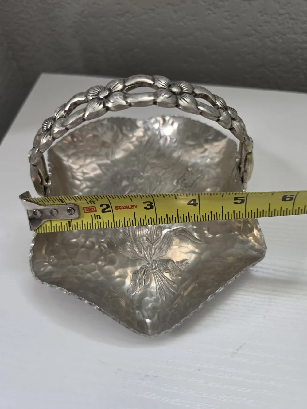 Silver Floral Link Bride's Basket
